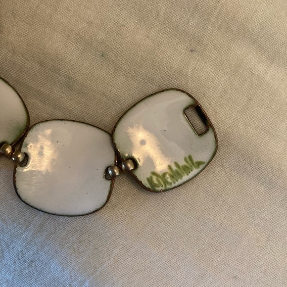 Kay Denning Vintage Copper Enameled Panel Link‎ Bracelet - Picture 6 of 9